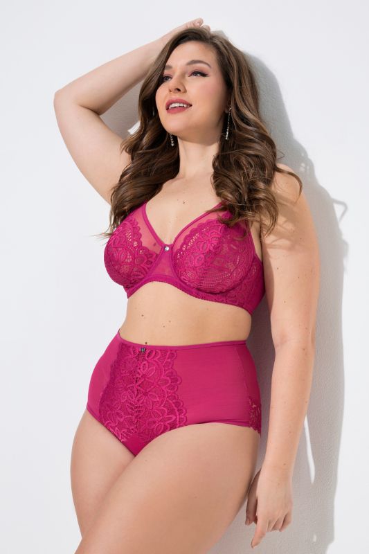 Culotte maxi avec dentelle florale, microfibre