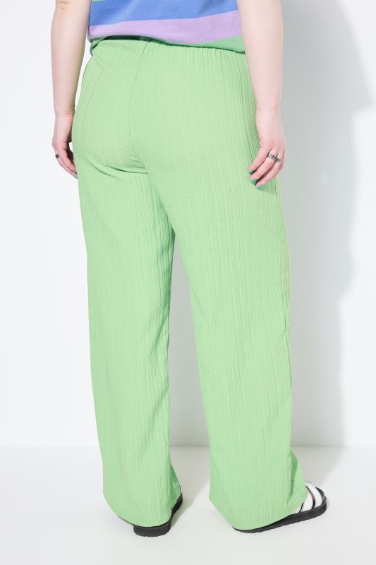 Pantalon en crêpe, jambe large et taille élastique