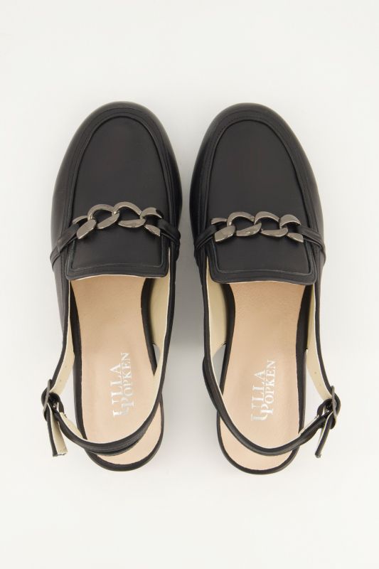 Mules en cuir. Chaînette fantaisie - largeur H