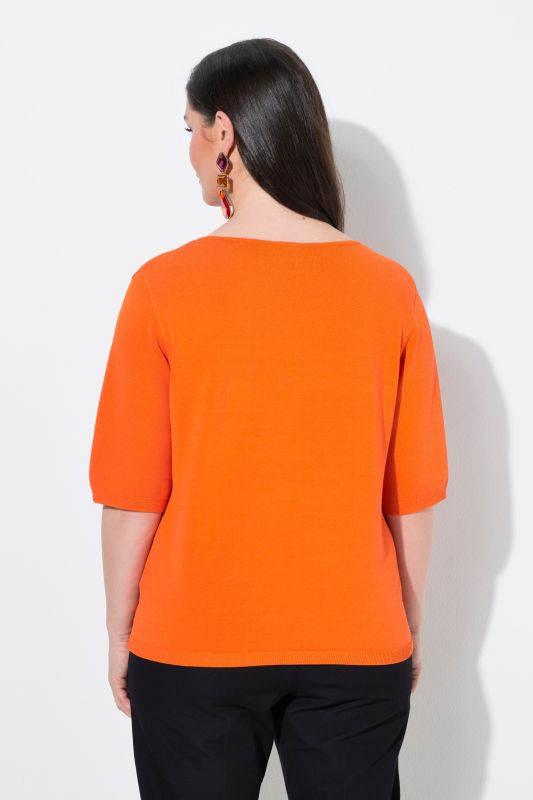 Pull manches courtes, décolleté en V, base élastique