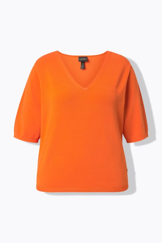 Pull manches courtes, décolleté en V, base élastique