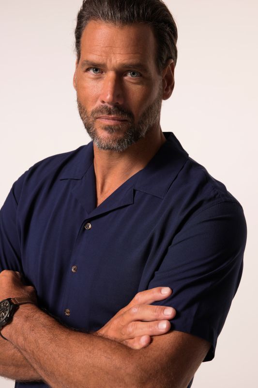 Chemise JP 1880, coupe Cuba-Fit, manches courtes et col cubain - jusqu'au 8 XL