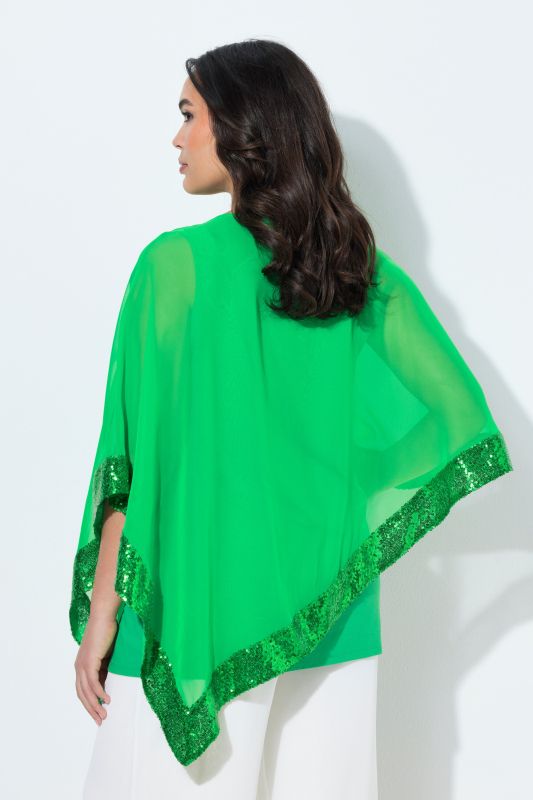 Blouse avec voile en mousseline. Encolure bateau, manches 3/4