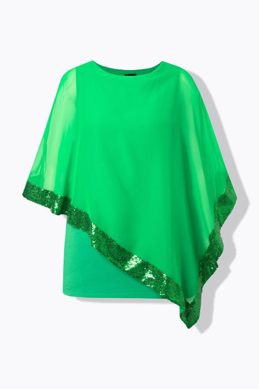 Blouse avec voile en mousseline. Encolure bateau, manches 3/4