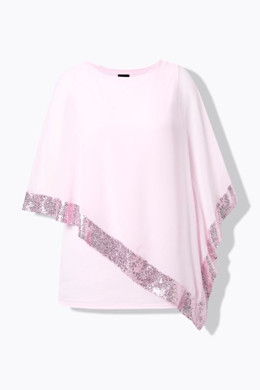 Blouse avec voile en mousseline. Encolure bateau, manches 3/4