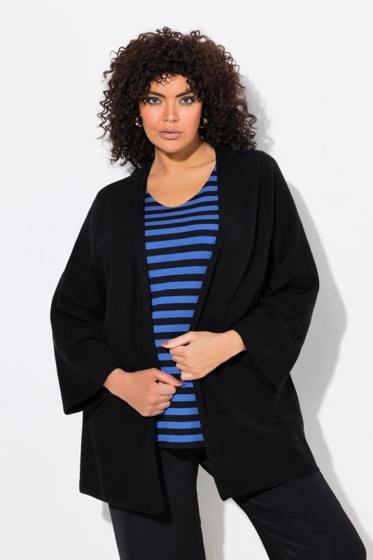 Cardigan coupe ouverte et évasée, encolure en V et manches 3/4