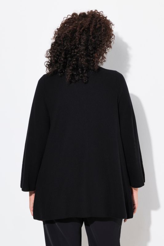 Cardigan coupe ouverte et évasée, encolure en V et manches 3/4