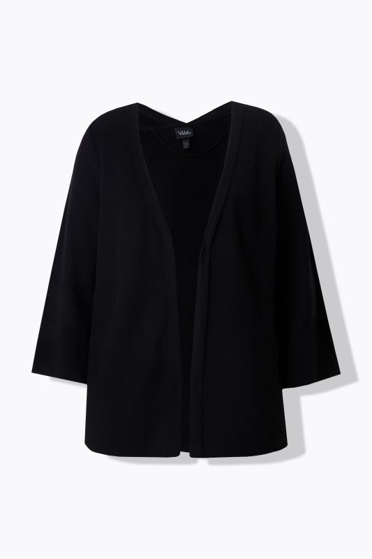 Cardigan coupe ouverte et évasée, encolure en V et manches 3/4
