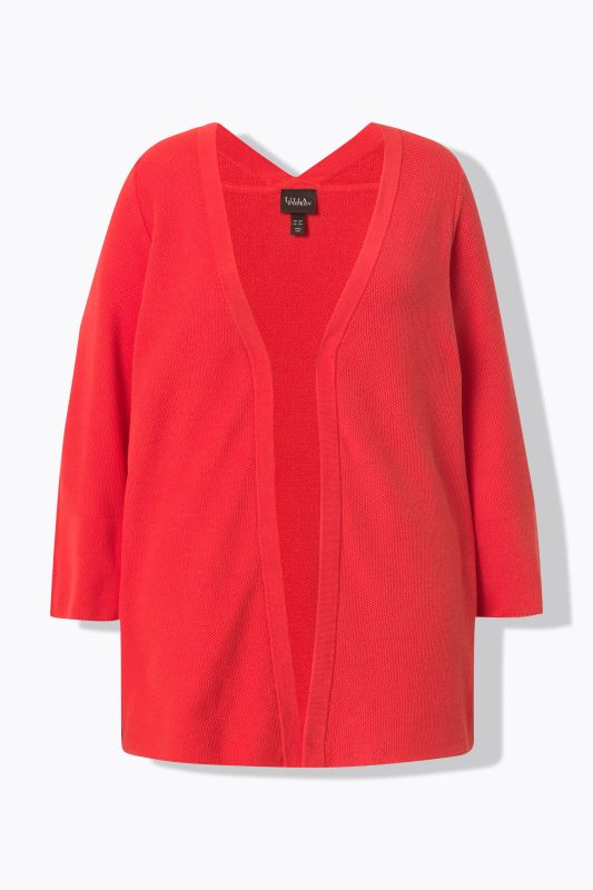 Cardigan coupe ouverte et évasée, encolure en V et manches 3/4