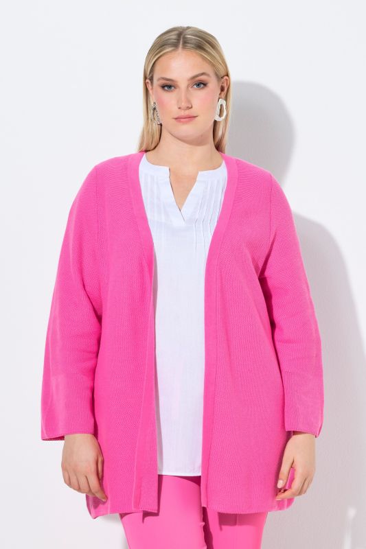 Cardigan coupe ouverte et évasée, encolure en V et manches 3/4