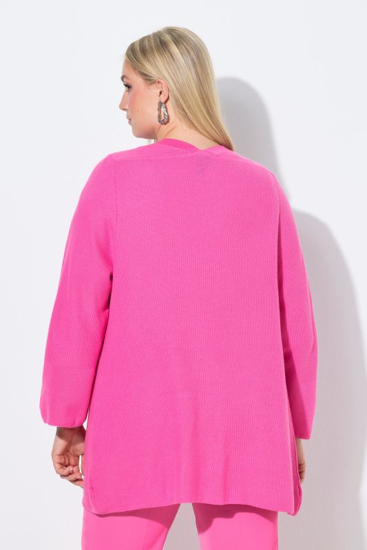 Cardigan coupe ouverte et évasée, encolure en V et manches 3/4