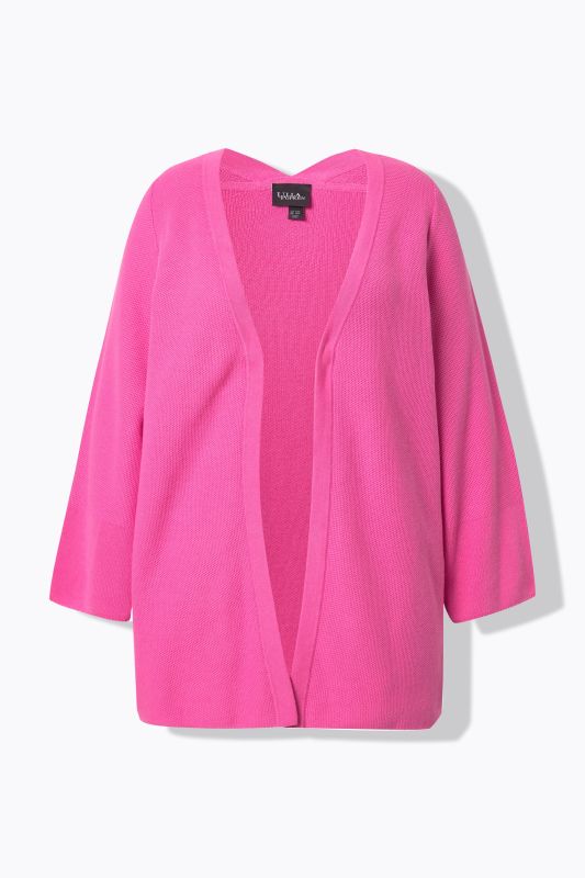 Cardigan coupe ouverte et évasée, encolure en V et manches 3/4