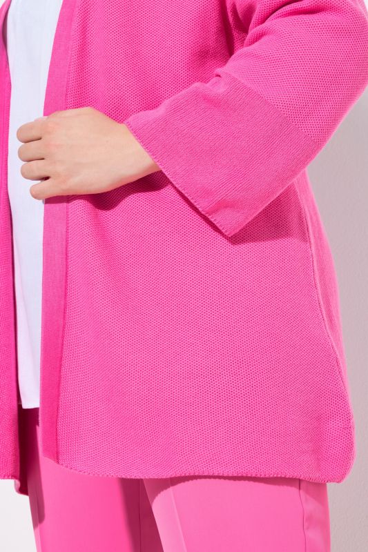 Cardigan coupe ouverte et évasée, encolure en V et manches 3/4