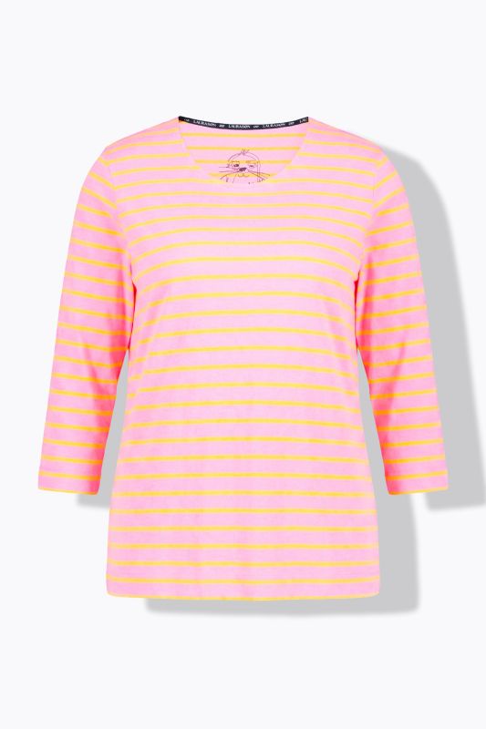 T-shirt rayé. Manches 3/4 et col rond