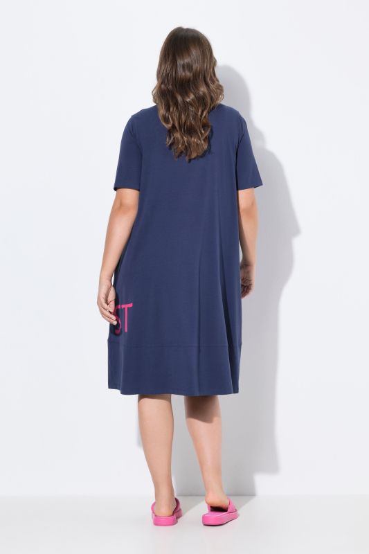 Robe en jersey à col rond et manches mi-hauteur, OEKO-TEX Made in Green