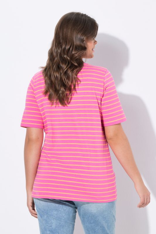 T shirt rayé à col rond et manches 1/2