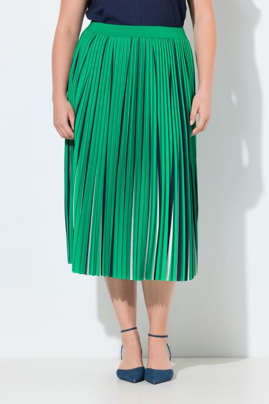 Jupe plissée. Imprimé à rayures. Taille élastique. Coupe évasée