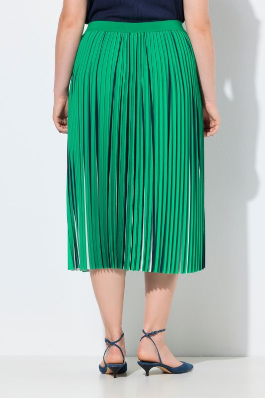 Jupe plissée. Imprimé à rayures. Taille élastique. Coupe évasée