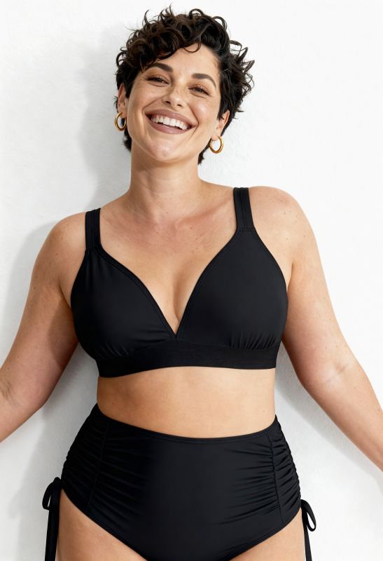 Haut de bikini sans bonnets souples. Doublure intégrale. Matière recyclée