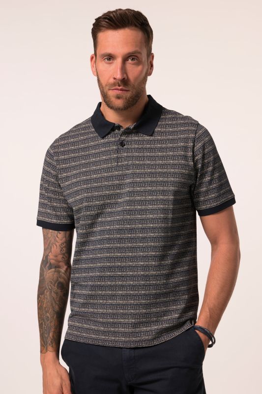 Polo JP 1880 en tissu piqué, manches courtes et imprimé all-over - jusqu'au 8 XL