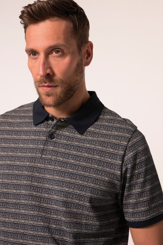 Polo JP 1880 en tissu piqué, manches courtes et imprimé all-over - jusqu'au 8 XL
