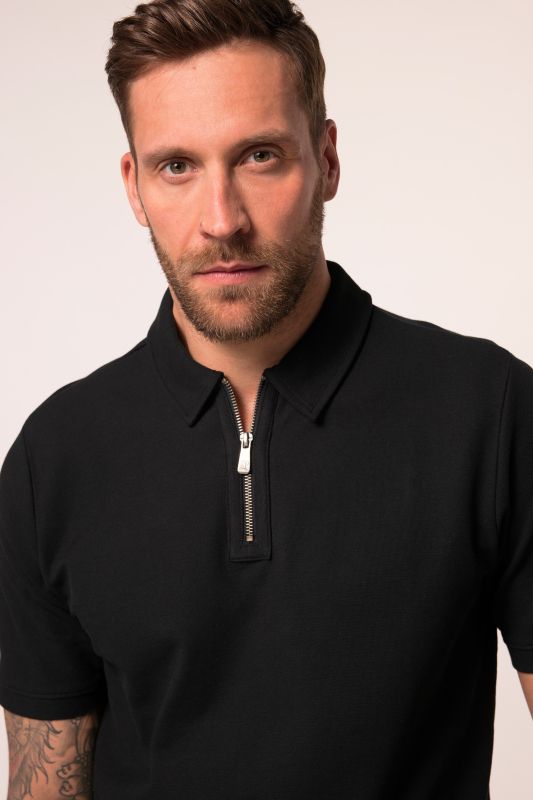 Polo JP 1880 à manches courtes, tissu piqué et fermeture zippée - jusqu'au 8 XL