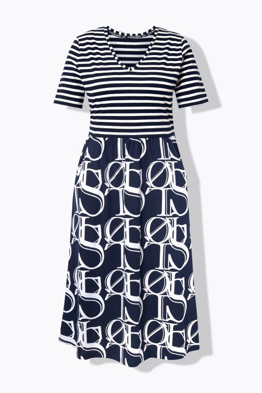 Robe en jersey à col V et manches 1/2, OEKO-TEX