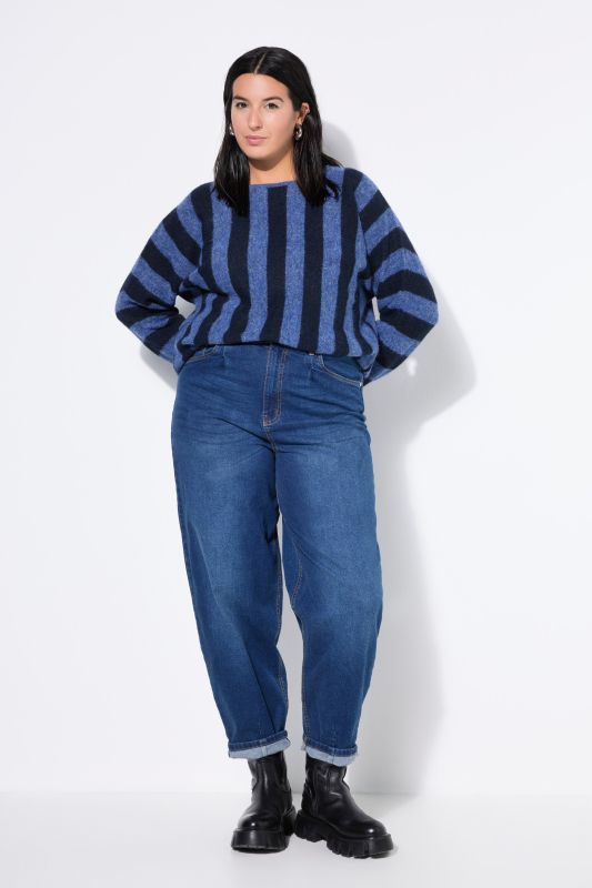 Jean ballon 5 poches, coupe High Waist, denim noir