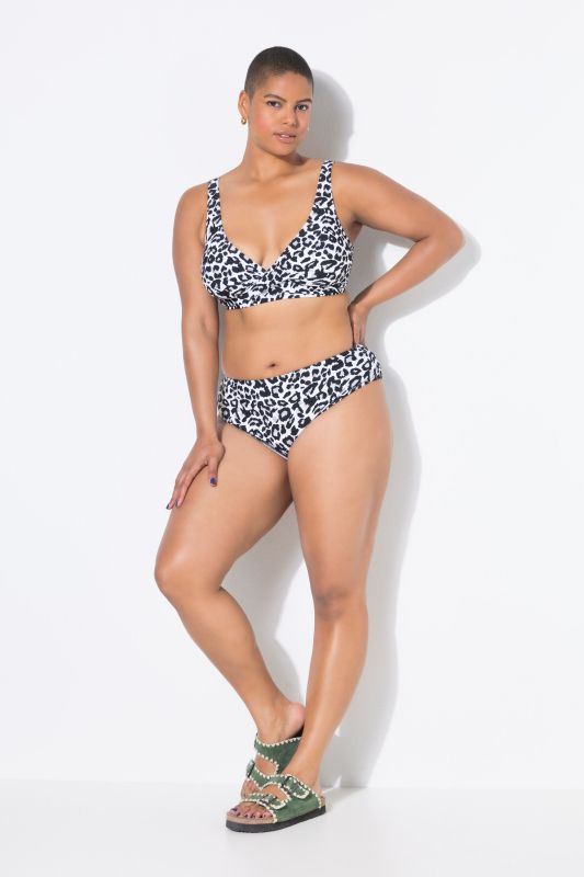 Bas de bikini taille haute, imprimé léopard