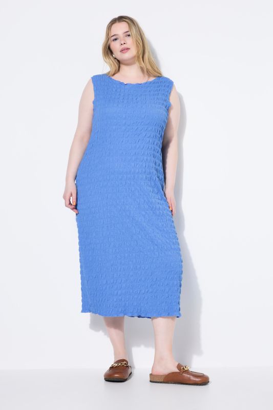 Robe midi sans manches, tissu texturé, coupe Straight Shape