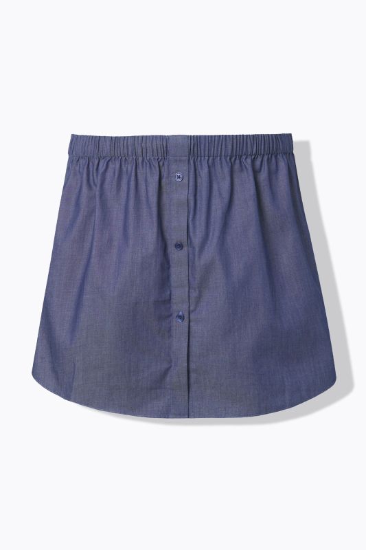 Rallonge chemisier aspect jean, boutons, coupe évasée