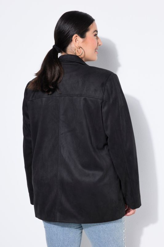 Blazer ample évasé en suède, col à revers et doublure intégrale