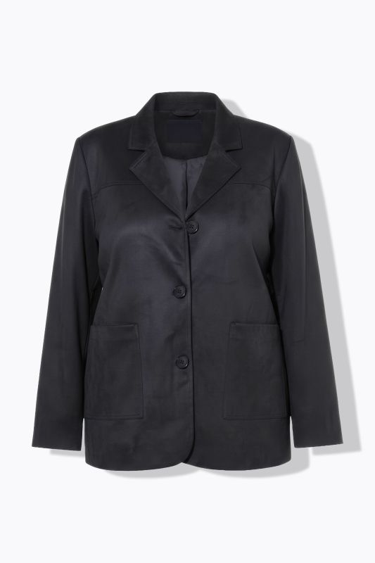 Blazer ample évasé en suède, col à revers et doublure intégrale