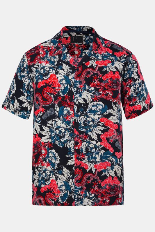 Chemise JP 1880 imprimé à fleurs, manches courtes et col cubain, coupe Cuba Fit - jusqu'au 8 XL