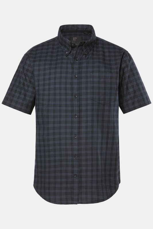 Chemise à carreaux JP 1880, manches courtes et col à pointes boutonnées, coupe Modern Fit - jusqu'au 8 XL