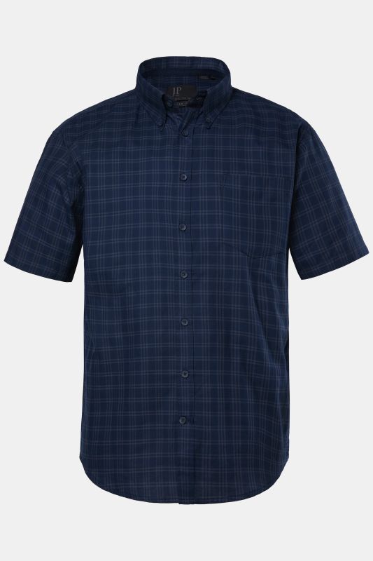 Chemise à carreaux JP 1880, manches courtes et col à pointes boutonnées, coupe Modern Fit - jusqu'au 8 XL