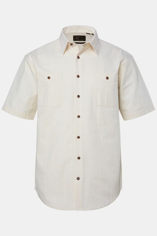 Chemise JP 1880 texturée, manches courtes et col Kent, coupe Modern Fit - jusqu'au 8 XL