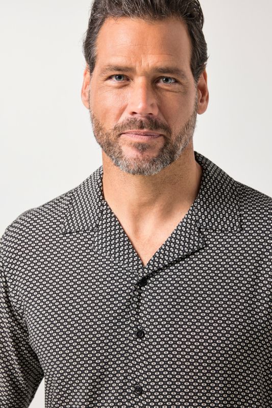 Chemise JP 1880 à motif, manches courtes et col cubain, coupe Cuba-Fit - jusqu'au 8 XL