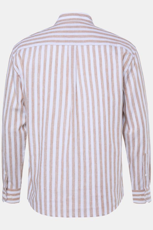 Chemise JP 1880 en lin mélangé à rayures, manches longues et col à pointes boutonnées, coupe Modern Fit - jusqu'au 8 XL