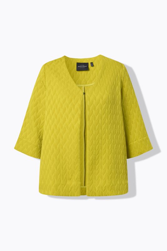 Veste encolure en V et manches&nbsp;3/4, petite agrafe en guise de fermeture