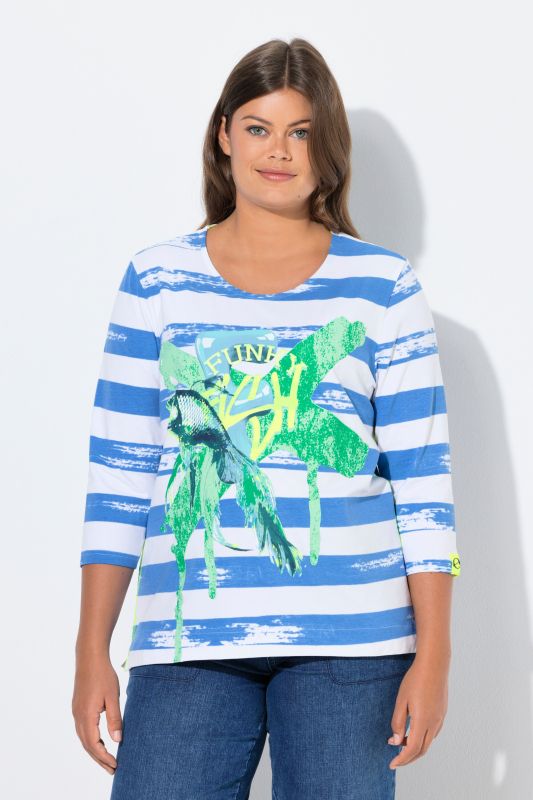 T-shirt décolleté rond et manches 3/4, label OEKO-TEX