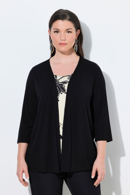 T-shirt 2-en-1, motif à fleurs, coupe Classic Fit, décolleté rond et manches&nbsp;3/4