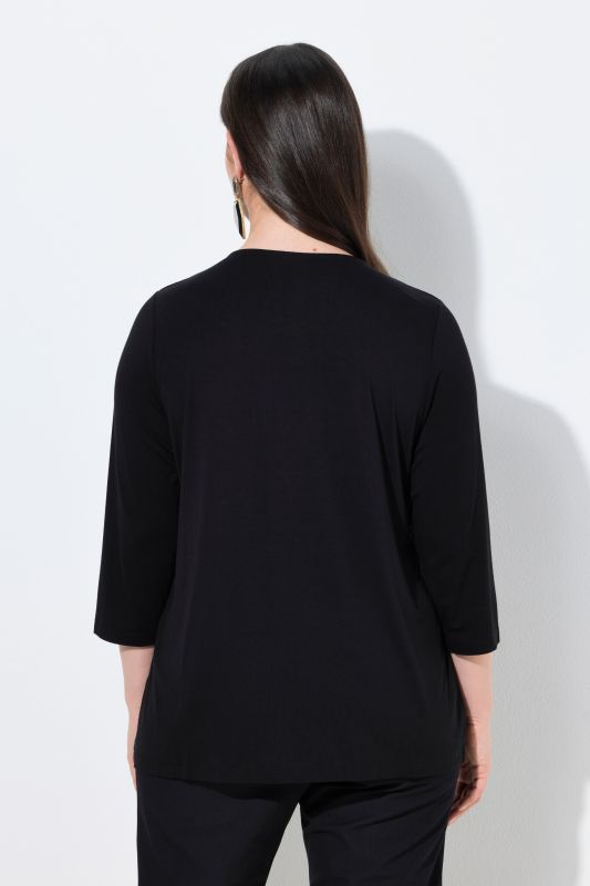 T-shirt 2-en-1, motif à fleurs, coupe Classic Fit, décolleté rond et manches&nbsp;3/4