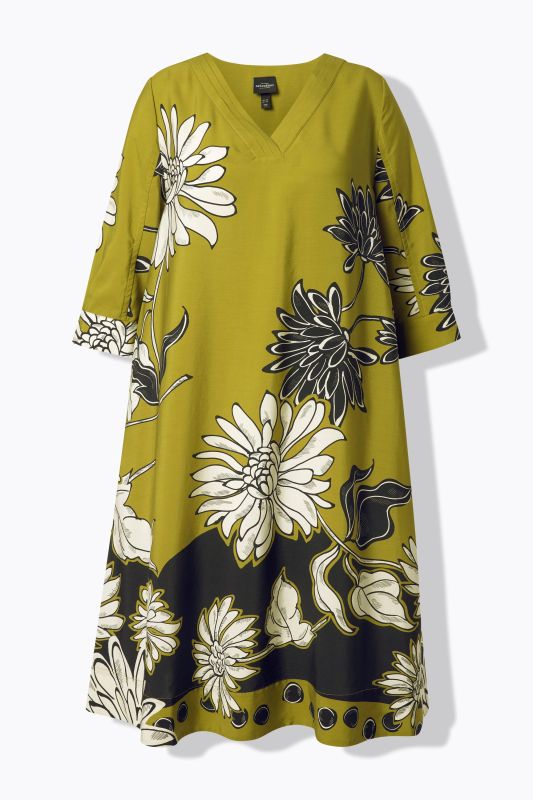 Robe midi en Lyocell, motif floral, décolleté en V et manches&nbsp;3/4