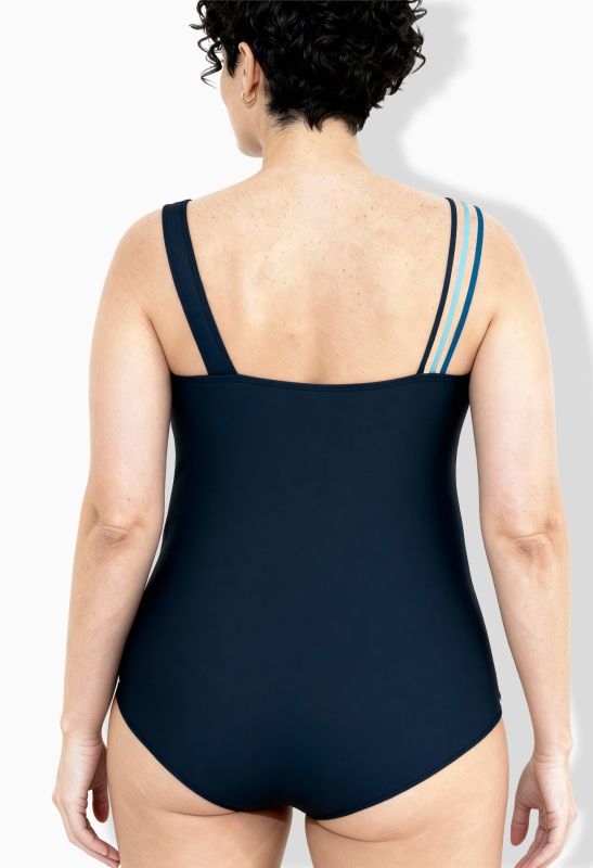 Maillot de bain «&nbsp;colour block&nbsp;», décolleté rond et bonnets souples, matière recyclée