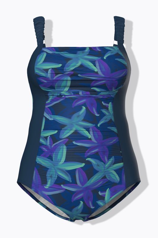 Maillot de bain, bonnets souples, motif floral et bretelles «&nbsp;scrunchie&nbsp;», matière recyclée