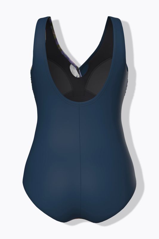 Maillot de bain effet cache-cœur, bonnets souples, anneau fantaisie