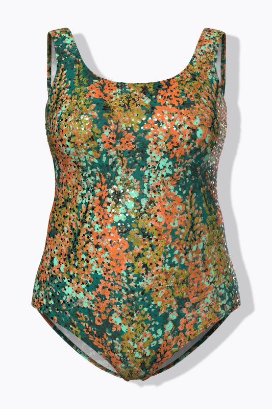 Maillot de bain à fleurs, sans bonnets souples, décolleté rond