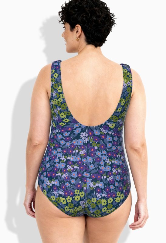 Maillot de bain avec bonnets souples, motif fleurs et nœud fantaisie, matière recyclée