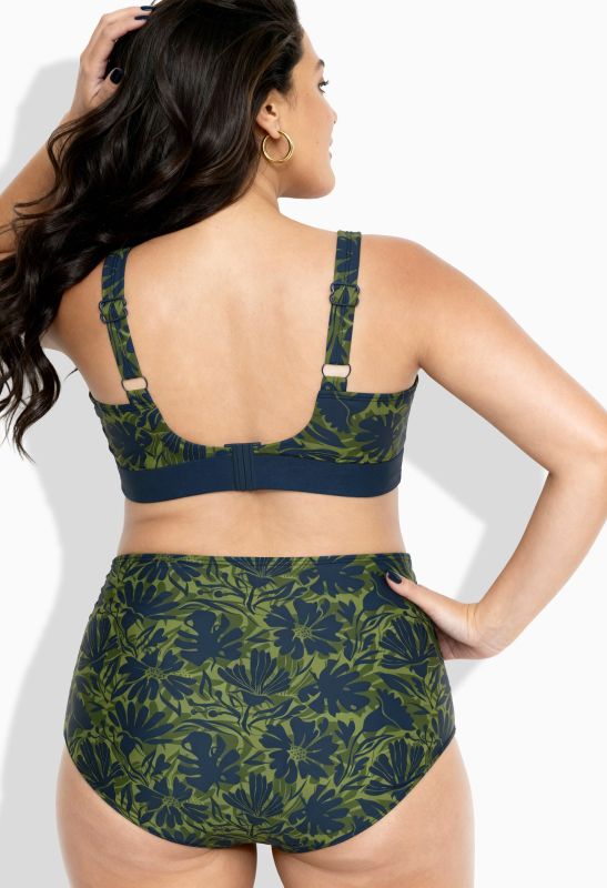 Bikini à fleurs, sans bonnets souples, bretelles ajustables et matière recyclée